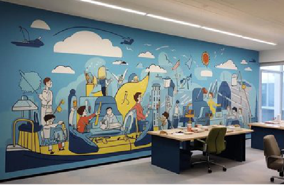 资兴办公室墙绘的特点。